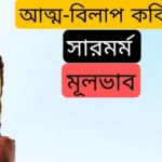 আত্ম-বিলাপ কবিতার সারমর্ম মূলভাব