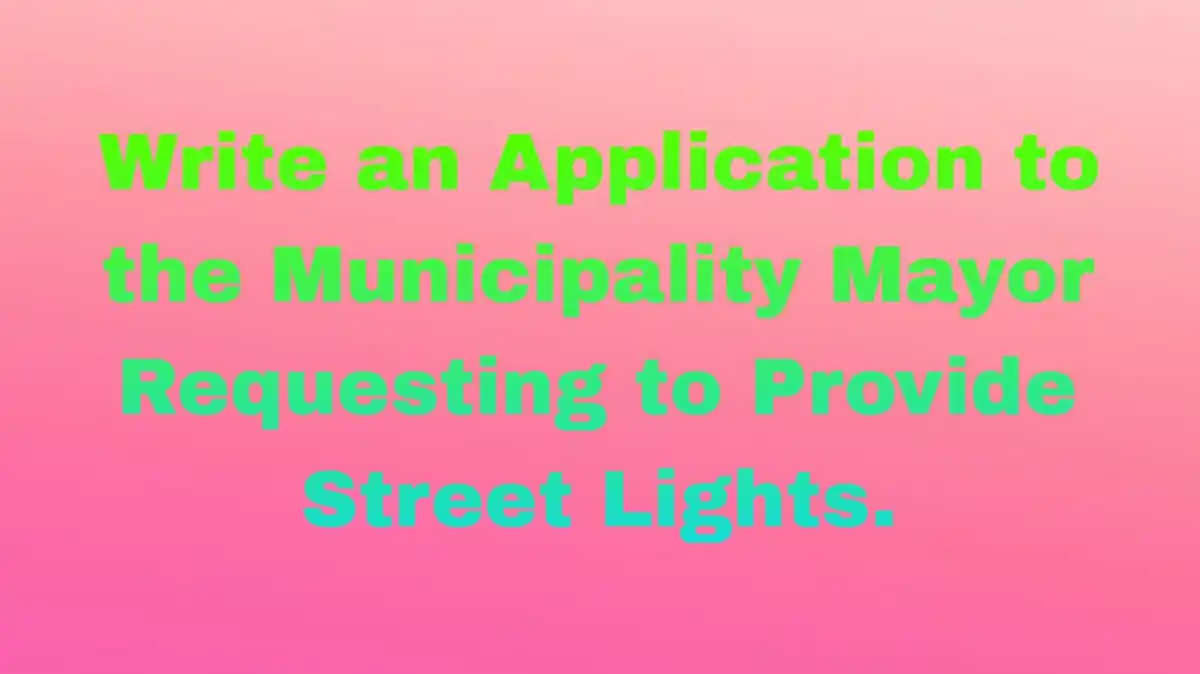 Write an Application to the Municipality Mayor Requesting to Provide Street Lights