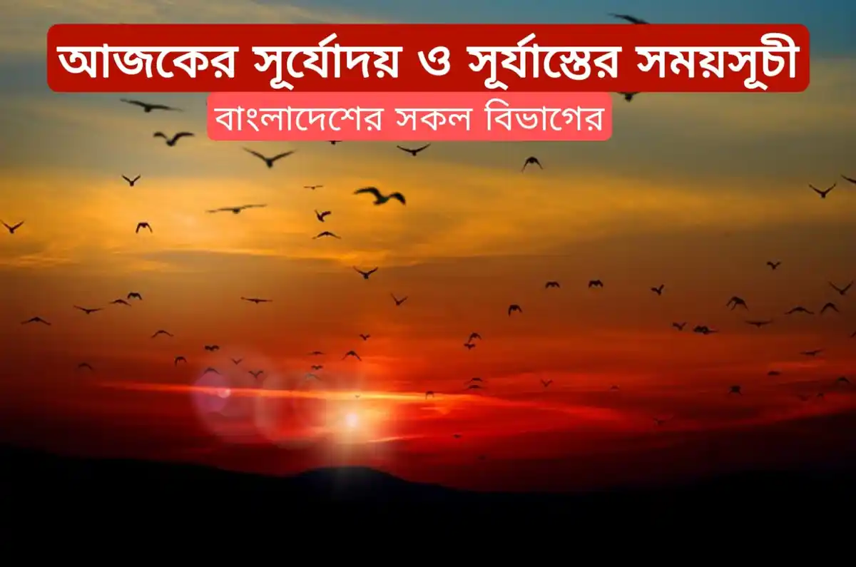 আজকের সূর্যোদয় ও সূর্যাস্তের সময়সূচী