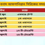 বাংলাদেশ বনাম আফগানিস্তান সিরিজের সময়সূচি ২০২৩